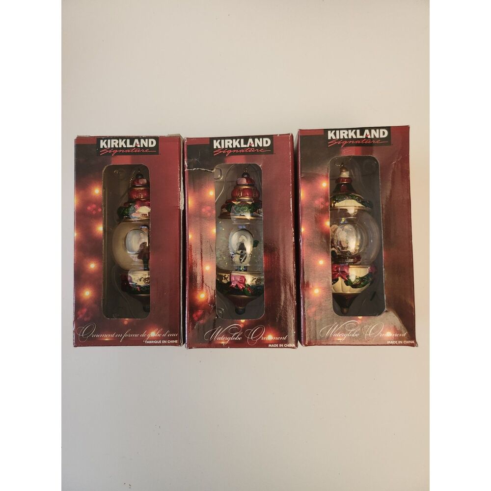 3 New in Package Kirkland Signature Waterglobe Ornaments B43